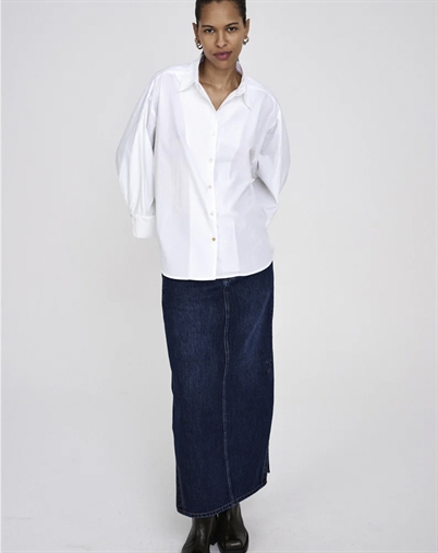 Rabens Saloner - Joella Patchwork Denim Nederdel - Dark Washed Indigo | Shop her